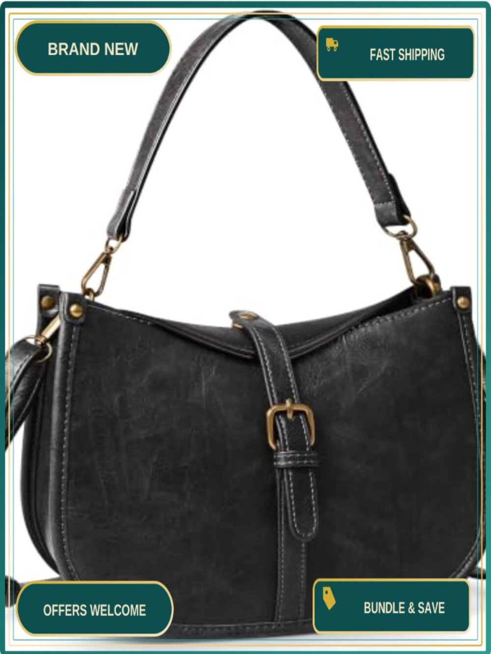 Vegan Leather Vintage Shoulder Crossbody Purse Top Handle Hobo Bag